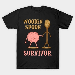 Wooden Spoon Survivor Funny Gift Brain Costume T-Shirt